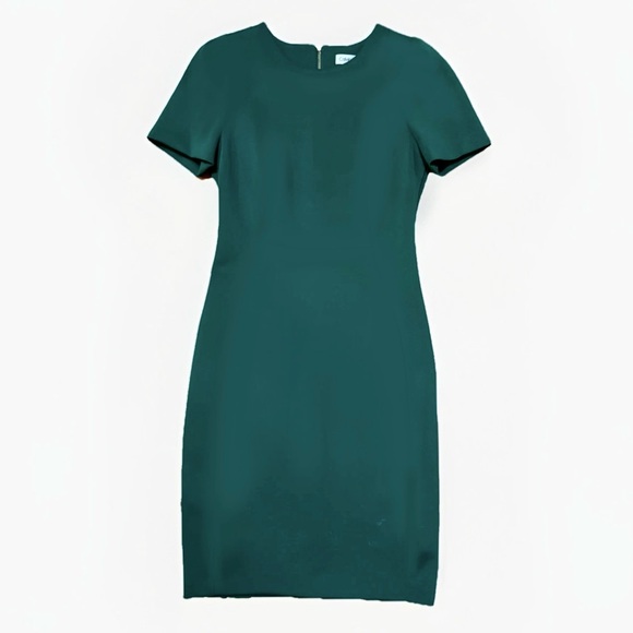 $129 Org NWT Calvin Klein Green Sheath Dress Sz L Capsule Minimalist Pearl Event - Picture 2 of 8
